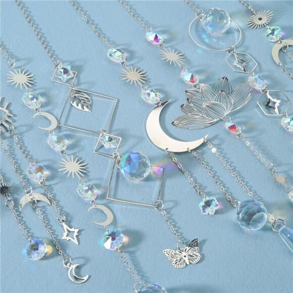 Sun Catchers, 10 Pcs Crystal Suncatcher Prism Hanging Kit with Chain Rainbow - Picture 5 of 7